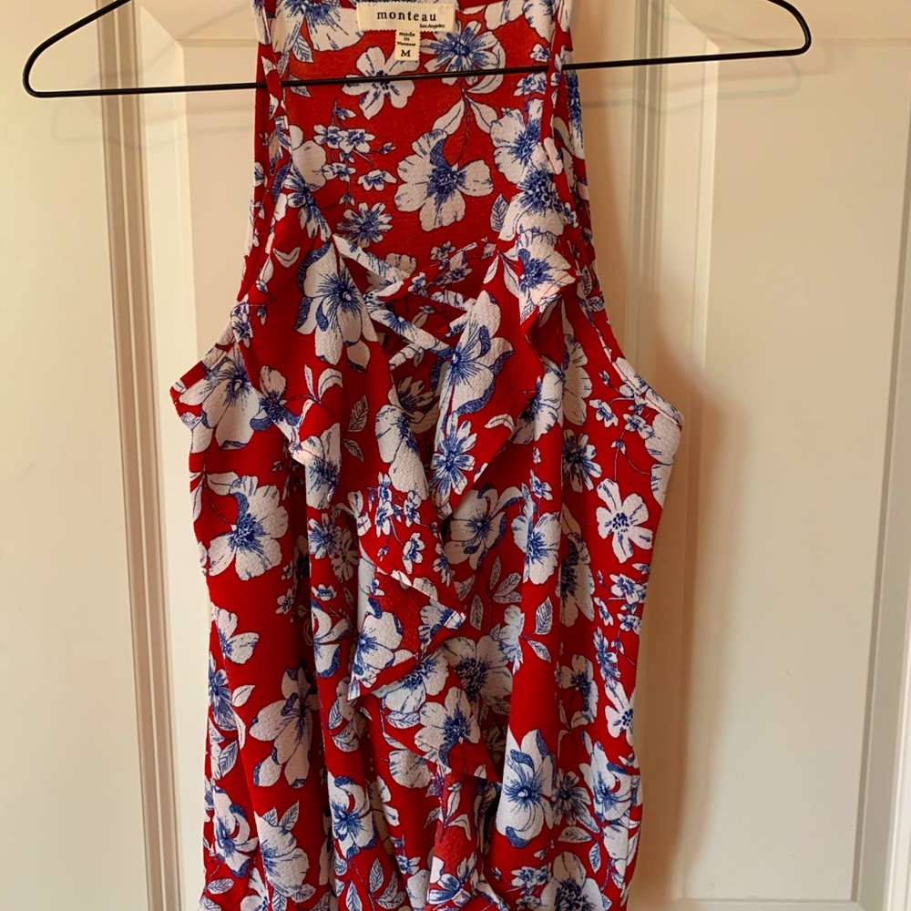 Sleeveless floral blouse